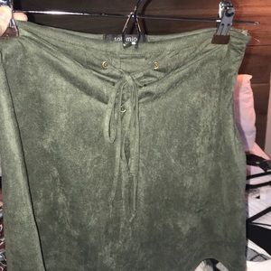 olive suede skirt